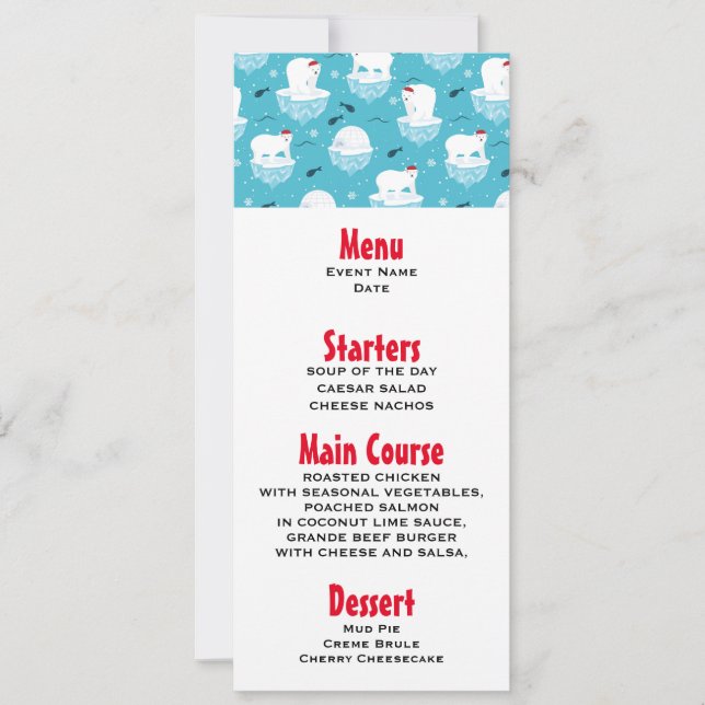 Cute Polar bears in Santa Hats Christmas Pattern Invitation (Front)