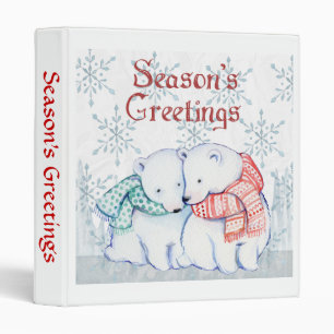 Cute Polar Bears In Winter Scarves Binder