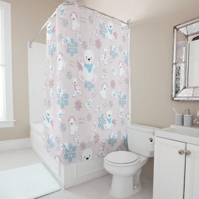 Cute Polar Bears Let It Snow Pattern Print (In Situ)
