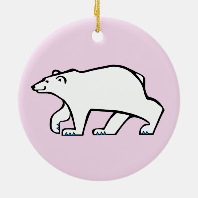 Cute  POLAR BEARS -Wildlife -  Arctic pink Ceramic Ornament (Back)