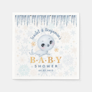 Cute Polar Seal Arctic Baby Shower  Napkin