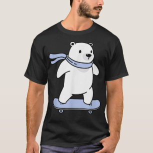 Cute Polar White Bear Skateboarding Skater Graphic T-Shirt