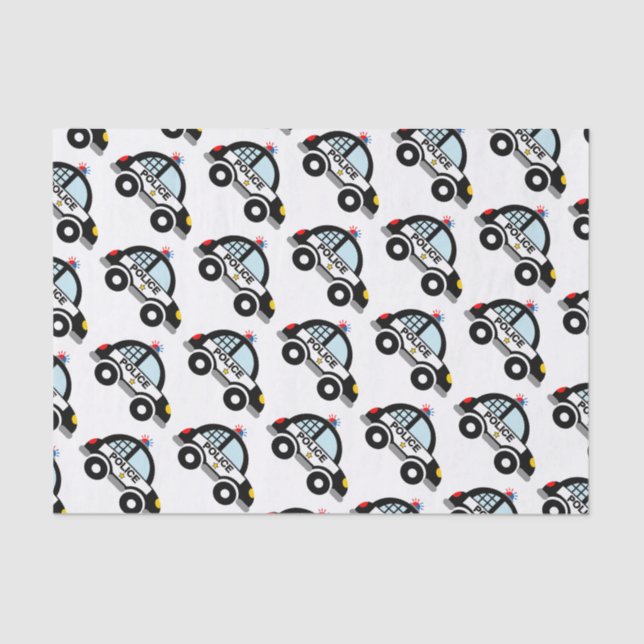 Cute police car kid's Birthday gift tissue paper (Front)