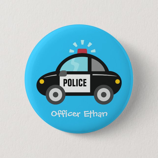 Cute Police Car with Siren For Kids 2 Inch Round Button (Front)