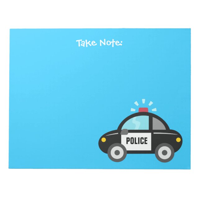Cute Police Car with Siren For Kids Notepad (Front)
