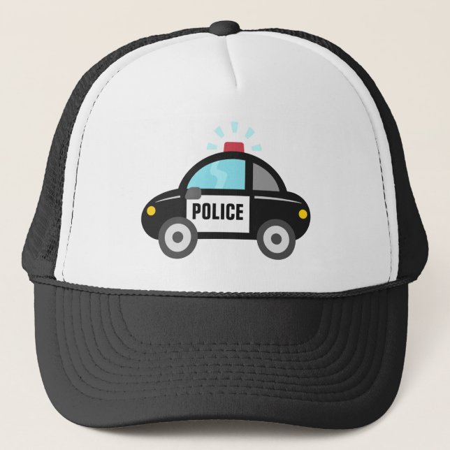 Cute Police Car with Siren For Kids Trucker Hat (Front)