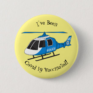Cute police department helicopter chopper cartoon 2 inch round button