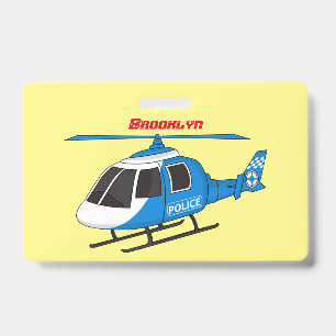 Cute police department helicopter chopper cartoon badge