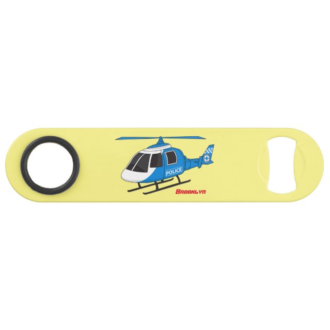 Cute police department helicopter chopper cartoon  bar key (Front (Horizontal))