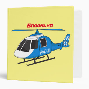 Cute police department helicopter chopper cartoon binder