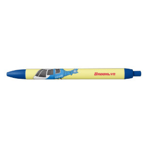 Cute police department helicopter chopper cartoon black ink pen