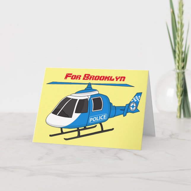 Cute police department helicopter chopper cartoon card (Front)