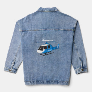 Cute police department helicopter chopper cartoon denim jacket
