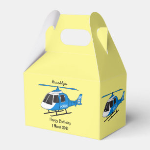 Cute police department helicopter chopper cartoon favor box