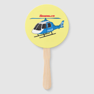 Cute police department helicopter chopper cartoon hand fan