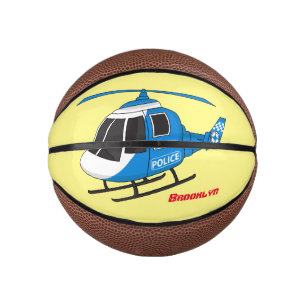Cute police department helicopter chopper cartoon mini basketball