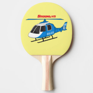 Cute police department helicopter chopper cartoon ping pong paddle