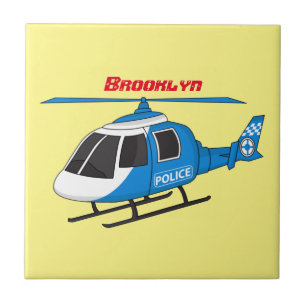 Cute police department helicopter chopper cartoon tile
