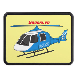 Cute police department helicopter chopper cartoon  trailer hitch cover