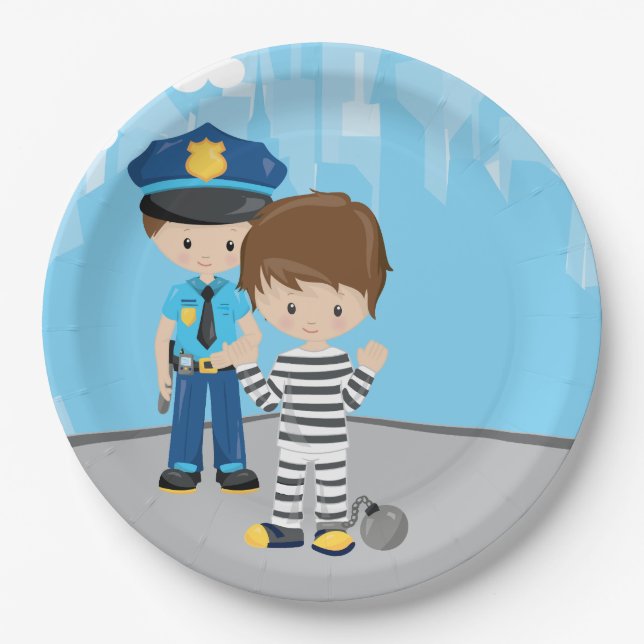 Cute Police Officer Paper Plate (Front)