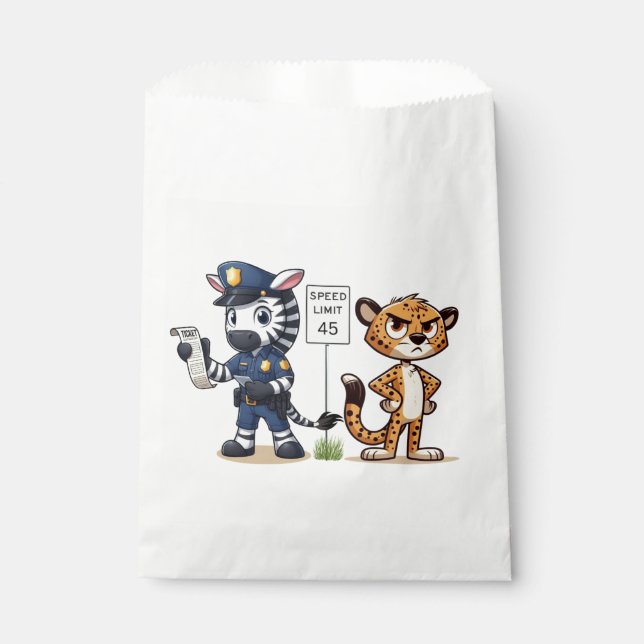 cute police zebra & cheetah favour bag (Front)