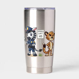 cute police zebra & cheetah insulated tumbler
