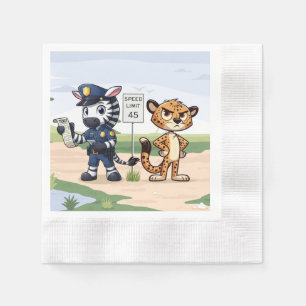 cute police zebra & cheetah napkin