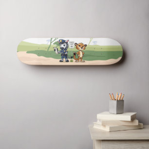 cute police zebra & cheetah skateboard