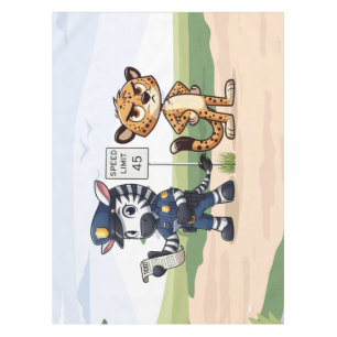 cute police zebra & cheetah tablecloth