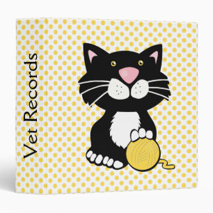 Cute Polka Dot and Kitty Vet Records Binder
