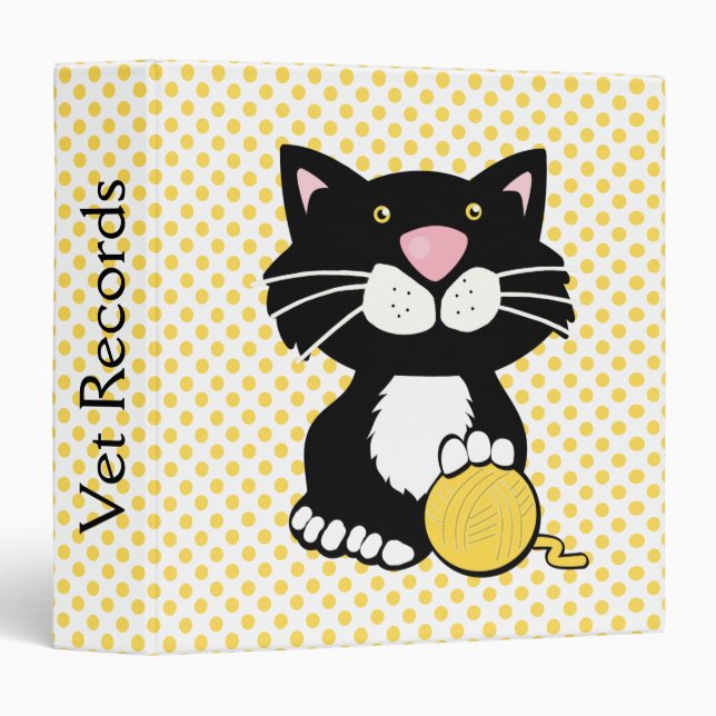 Cute Polka Dot and Kitty Vet Records Binder (Front/Spine)