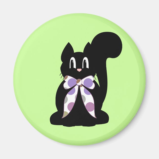 Cute Polka Dot Black Kitty Aimant Chat (Devant)