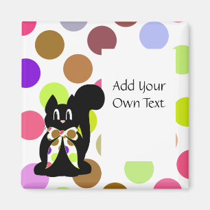 Cute Polka Dot Black Kitty Chat Aimant Personnalis