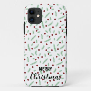 Cute polka dot Christmas tree Red Green pattern iPhone 11 Case