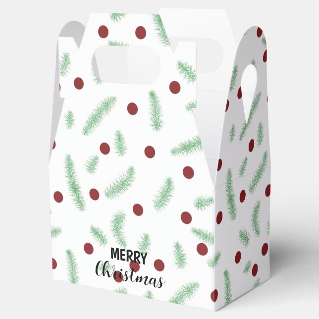 Cute polka dot Christmas tree Red Green pattern Favor Box (Opened)