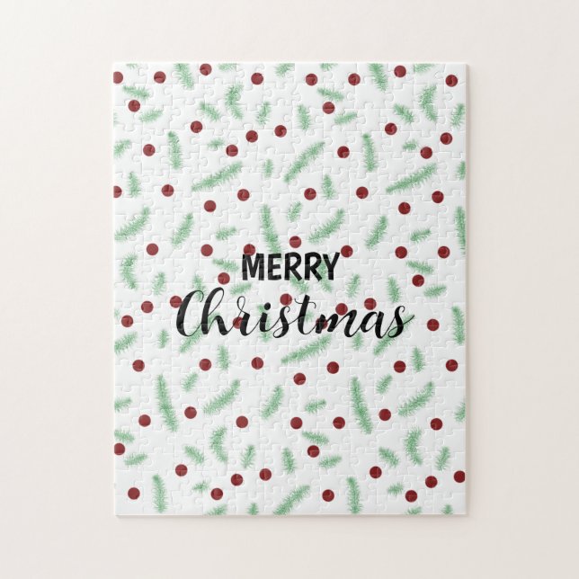Cute polka dot Christmas tree Red Green pattern Jigsaw Puzzle (Vertical)