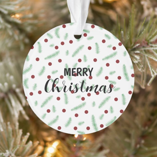 Cute polka dot Christmas tree Red Green pattern Ornament (Tree)