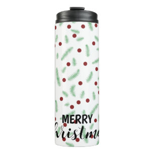 Cute polka dot Christmas tree Red Green pattern Thermal Tumbler