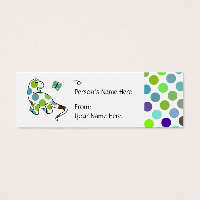 Cute Polka Dot Dinosaur Gift Tag (Front)