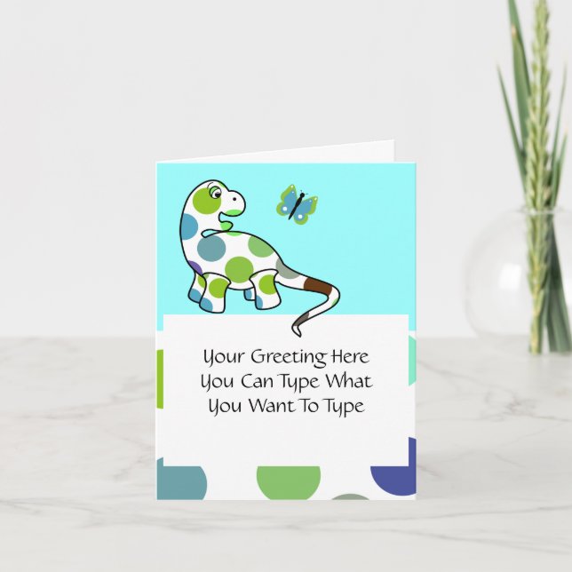 Cute Polka Dot Dinosaur Greeting Card (Front)