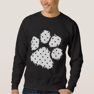 Cute Polka Dot Dog Paw Print White Black Splash Pe Sweatshirt