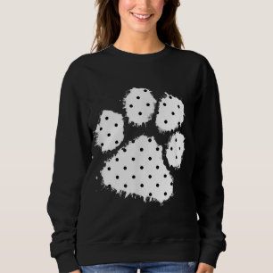 Cute Polka Dot Dog Paw Print White Black Splash Pe Sweatshirt