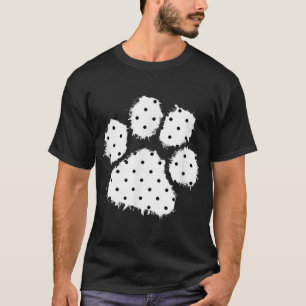 Cute Polka Dot Dog Paw Print White Black Splash Pe T-Shirt