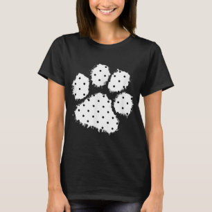 Cute Polka Dot Dog Paw Print White Black Splash Pe T-Shirt