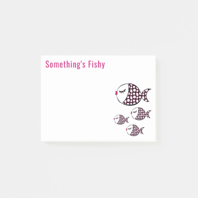 Cute Polka Dot Fish Funny Post-it Notes (Front)