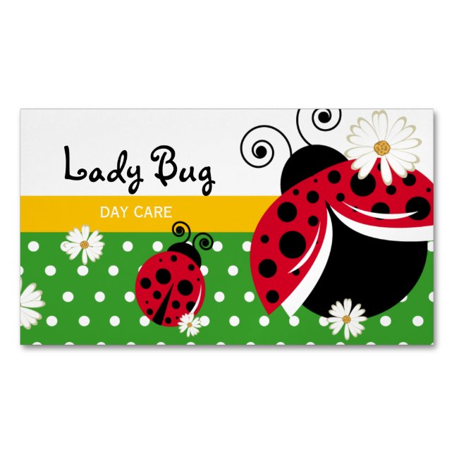 Cute Polka Dot Lady Bug Magnetic Business Card (Front)