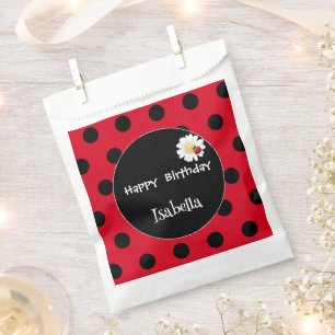 Cute Polka dot Ladybug Daisy Flower Birthday Party Favour Bag