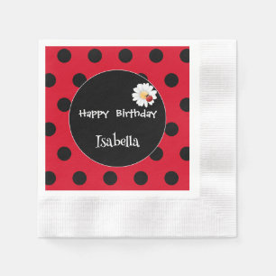 Cute Polka dot Ladybug Daisy Flower Birthday Party Napkin