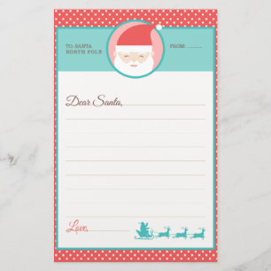 Cute Polka Dot Letter to Santa Stationery