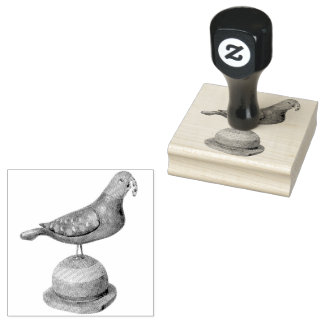 Cute Polka Dot Parrot Bird Vintage Carving Rubber Stamp